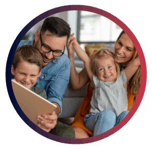 Happy family seeing their utilities-Electricity Sub-Metering, Water Sub-Metering, Gas Sub-Metering and Thermal Sub-Metering