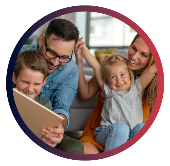 Happy family seeing their utilities